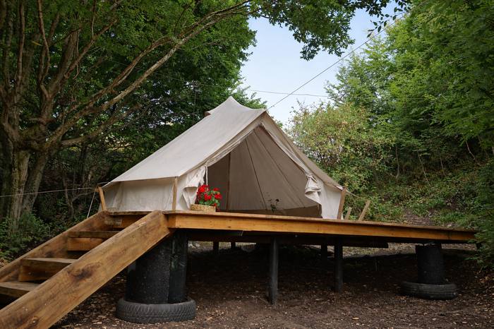 Tent on platform